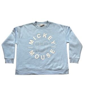 Disney x Primark Mickey Mouse Graphic Sweatshirt L Light Blue Soft Boxy Fit Rare